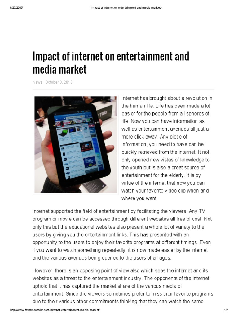 Impact of Internet on Entertainment | PDF | Mass Media | Public Opinion