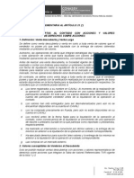 Ventas Descubiertas Al Contado Con Acciones y Valores Representativos de Derechos Sobre Acciones