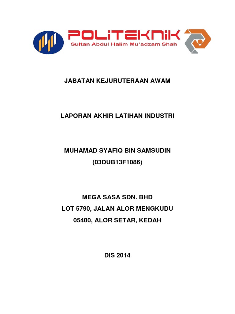 Laporan Akhir Latihan Industri Pdf
