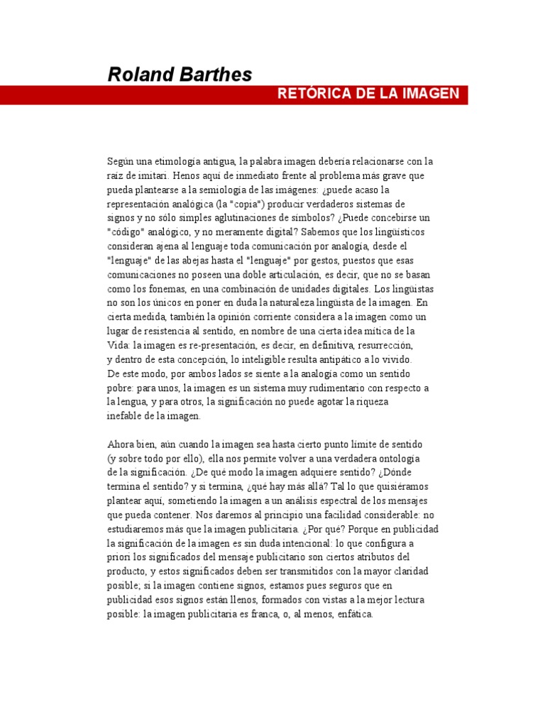 La retórica de la imagen Roland Barthes Connotación