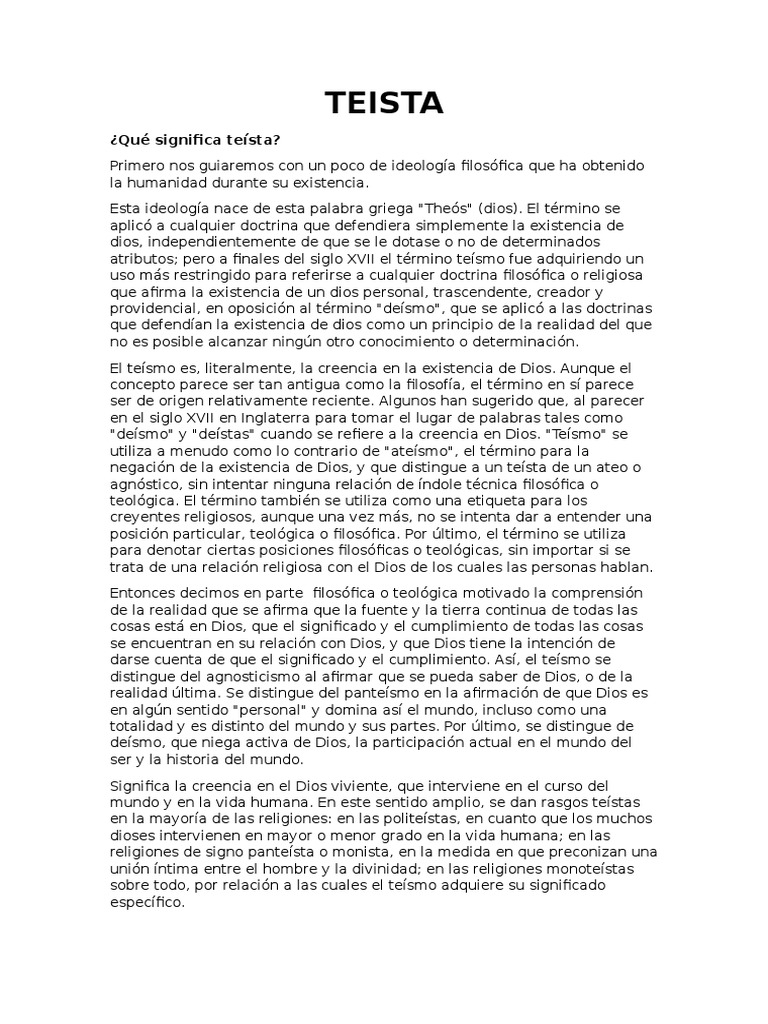 Significado y Definición de Teísmo | PDF | Ateísmo | Deísmo