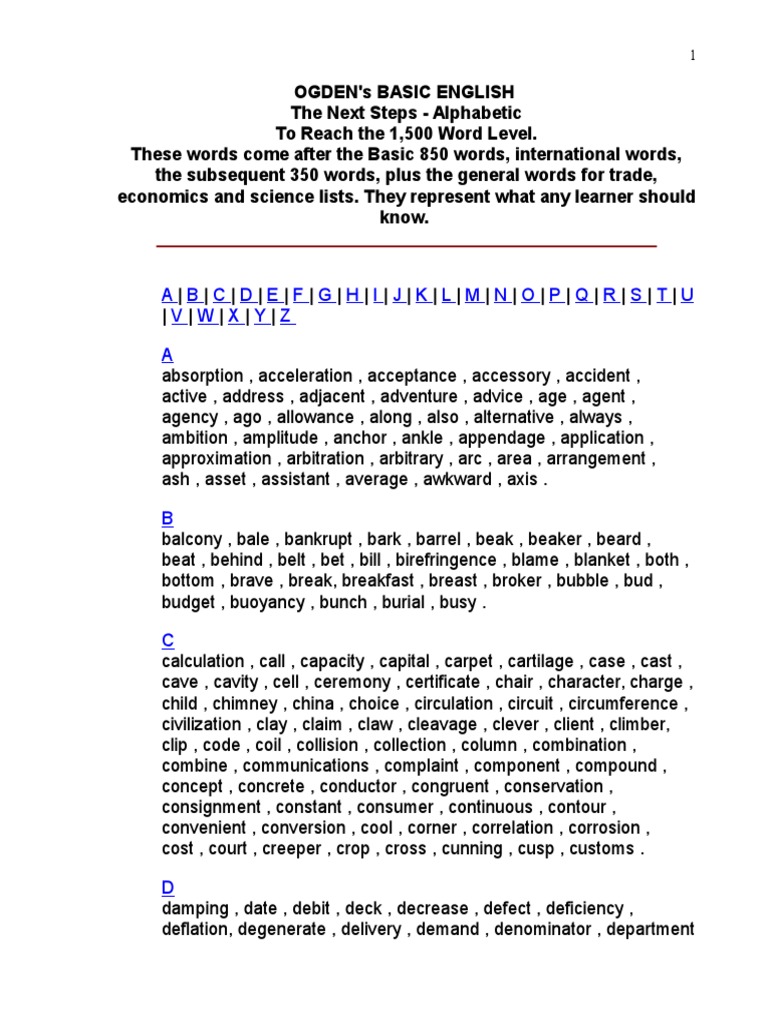 1500 Word List Ogden | PDF | Nature