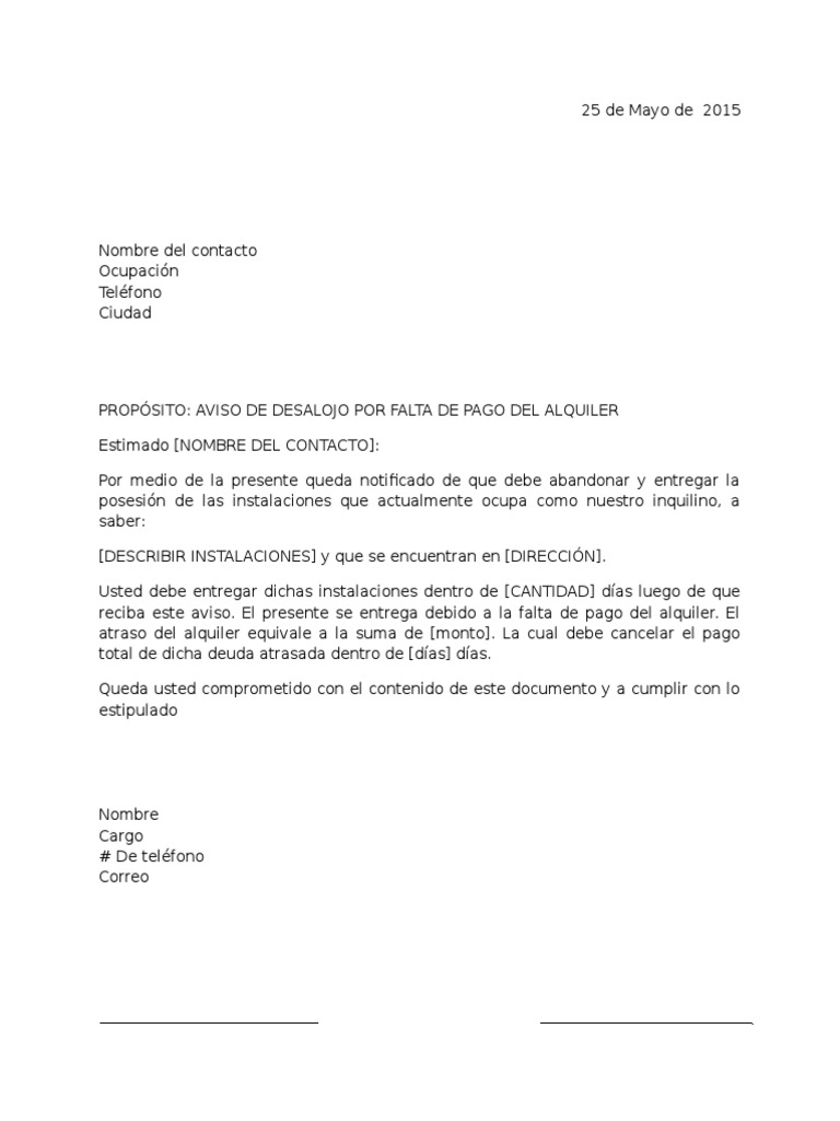 Carta de Desalojo