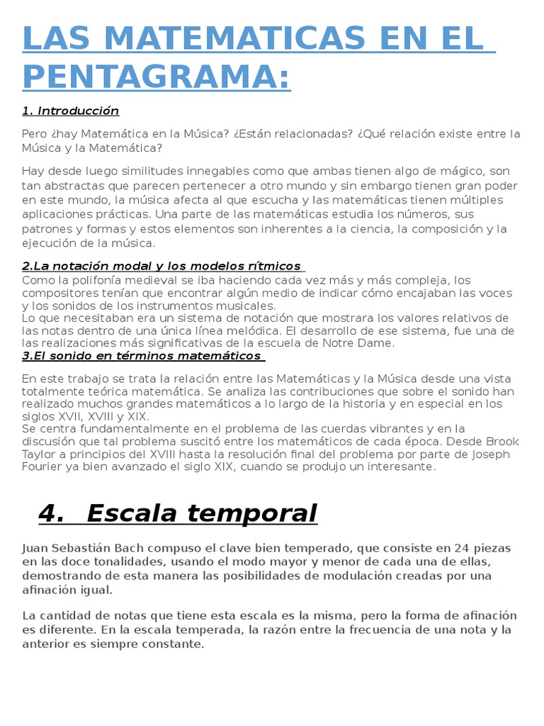 Las Matematicas en El Pentagrama | PDF | Enseñanza de matemática ...