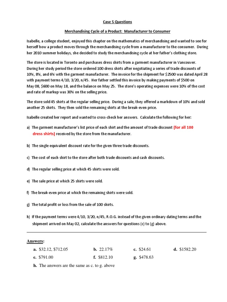 Merchandising Cycle Analysis for Clothing | PDF
