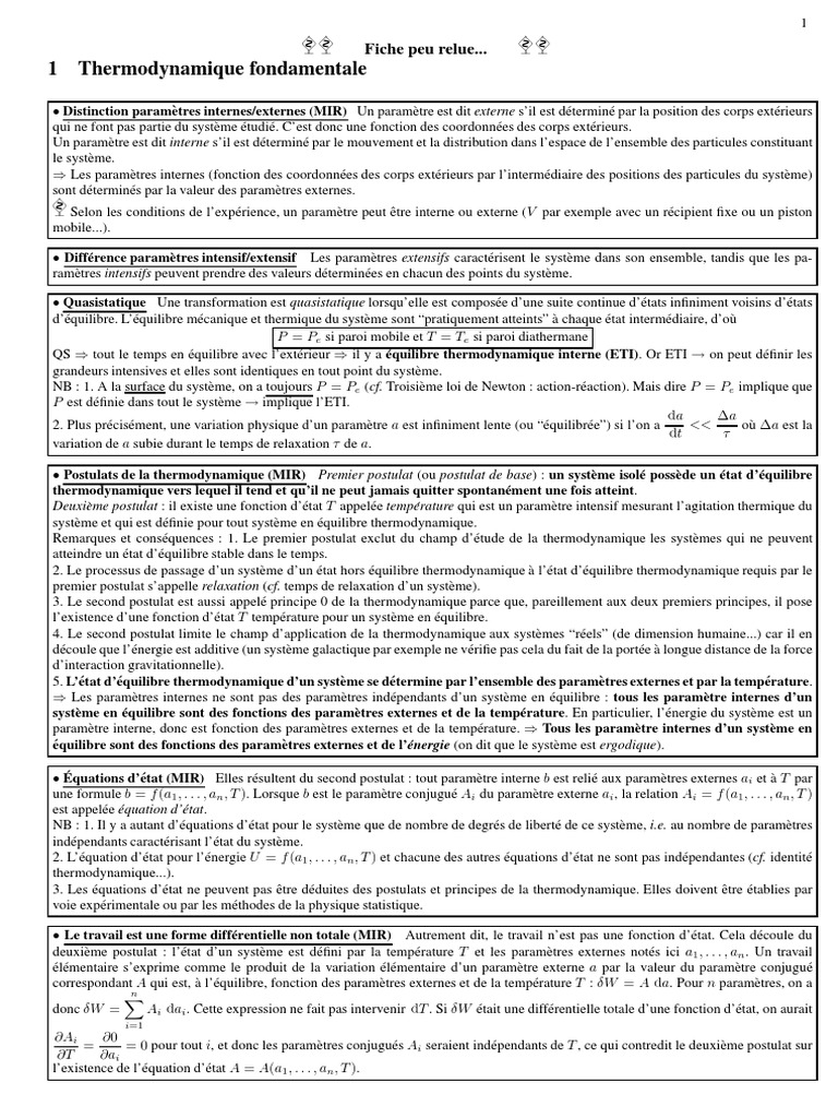 Introduction à la thermodynamique | PDF | Entropie | Enthalpie de ...