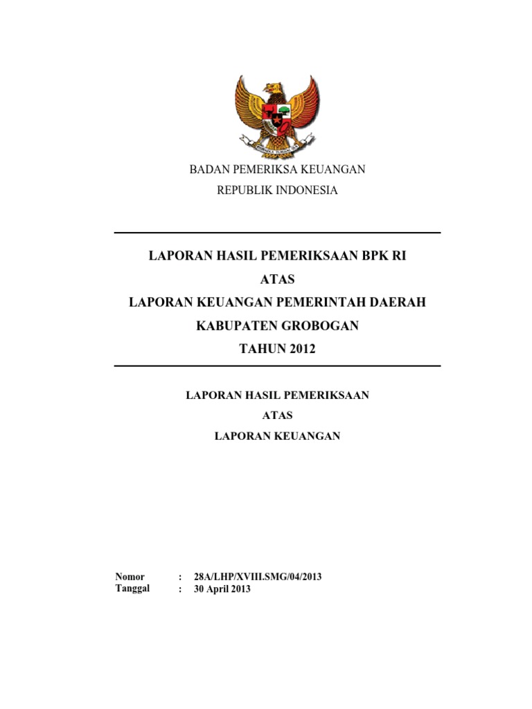 Lhp Lkpd Kab Grobogan 2012