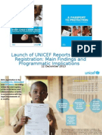 Launch of UNICEF Reports On Birth Registration: Main Findings and Programmatic Implications