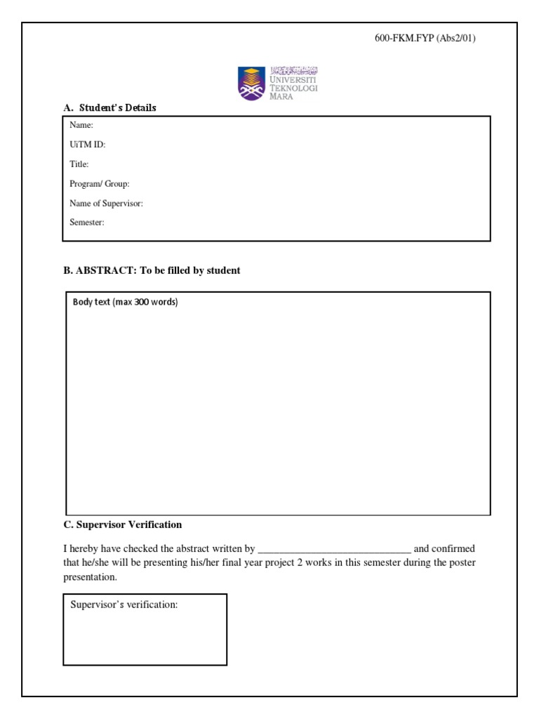 Final Year Project 2 Verification Form | PDF | Career & Growth ...
