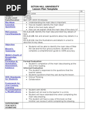 Pete the Cat Lesson Plan