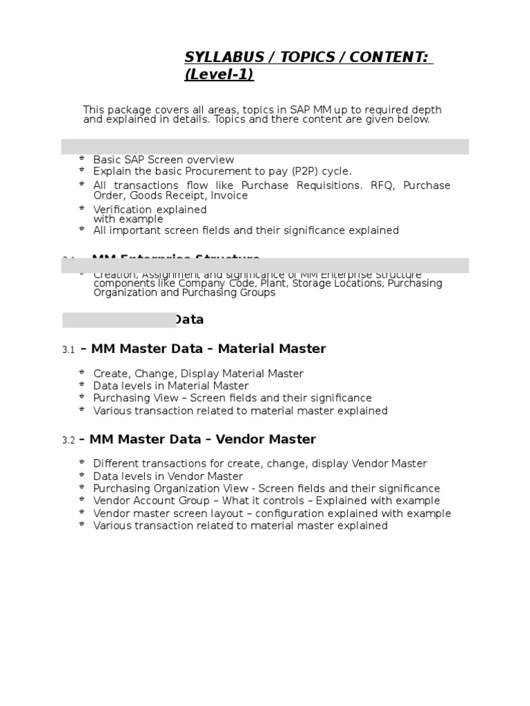 Course Content - MM (Level-1) | PDF