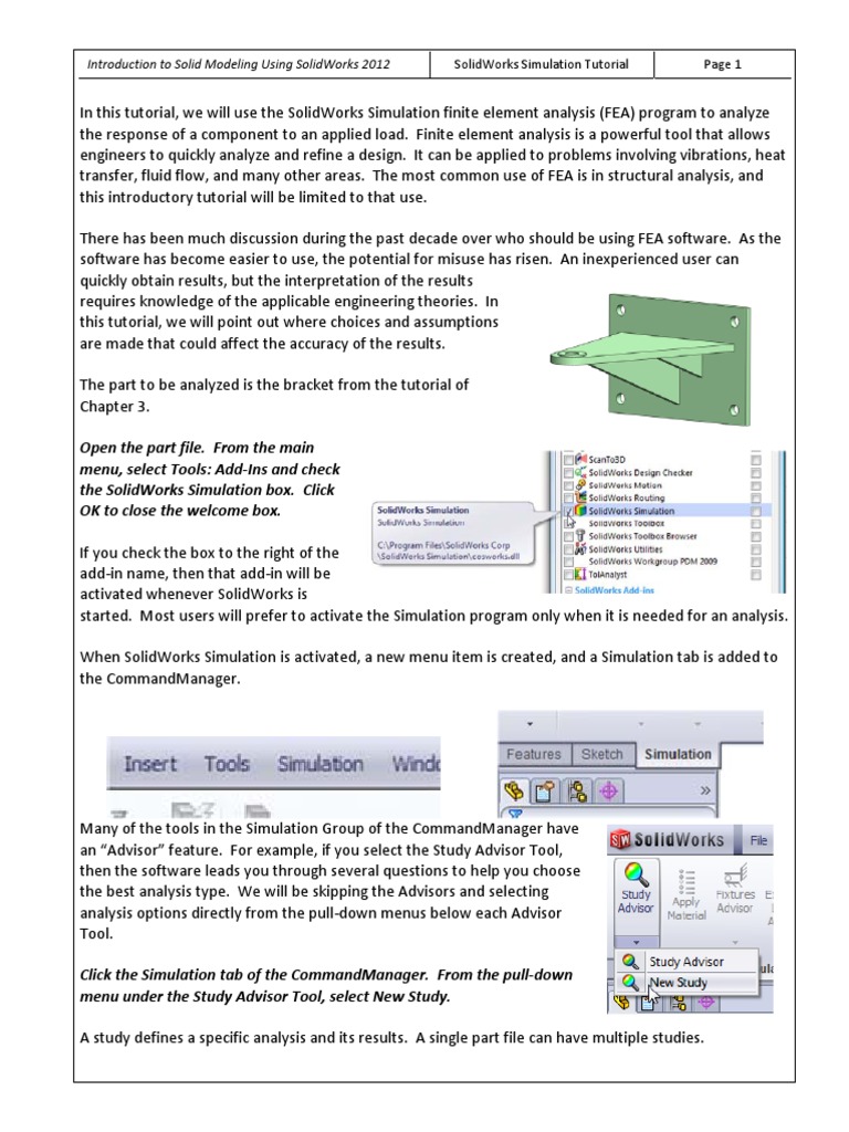 SolidWorks Simulation FEA Tutorial 2012 | PDF | Strength Of Materials ...