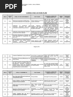 Corrective Action Plan
