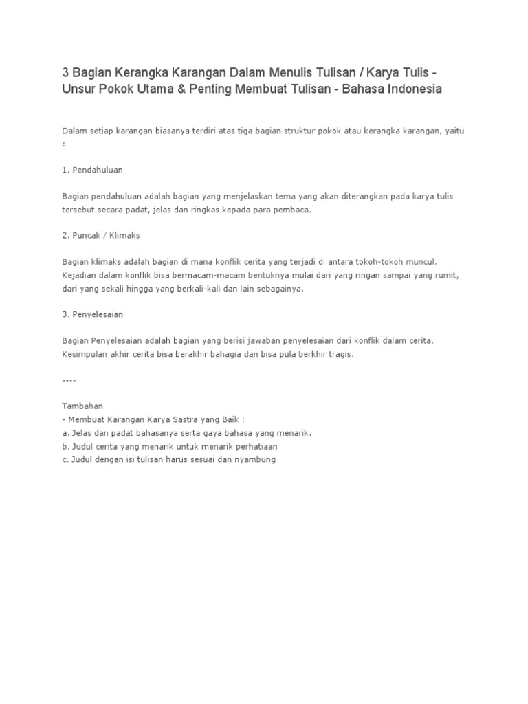 Contoh Kerangka Karangan PDF