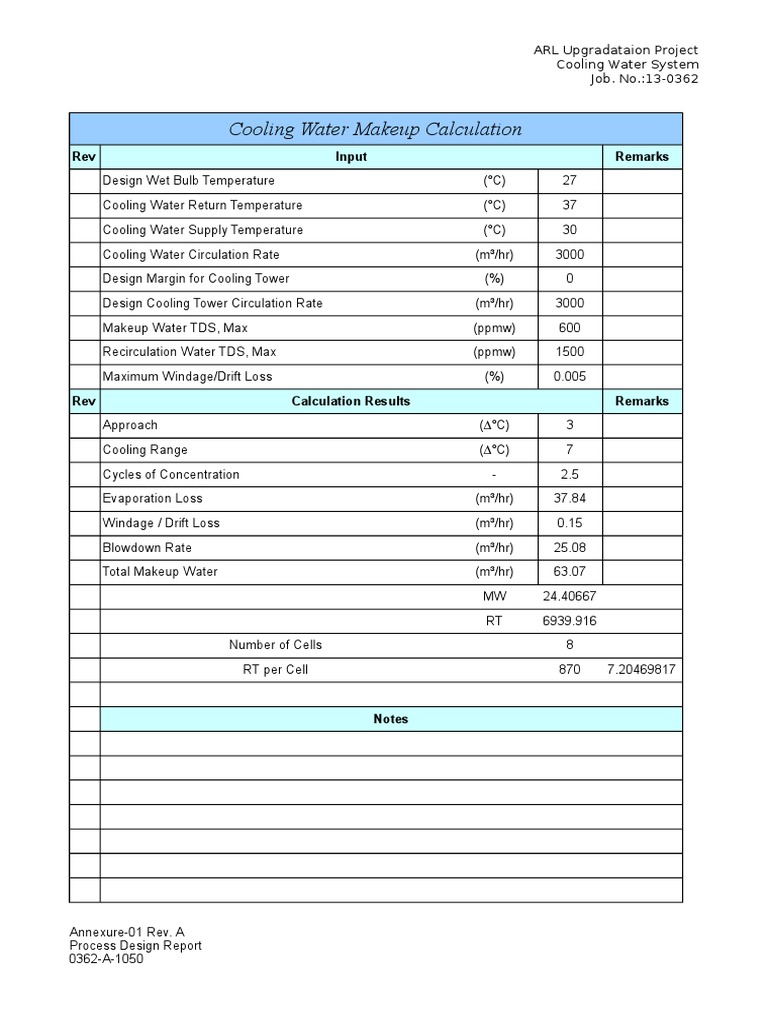 Cooling Water Calculation Physical Chemistry Engineering Thermodynamics