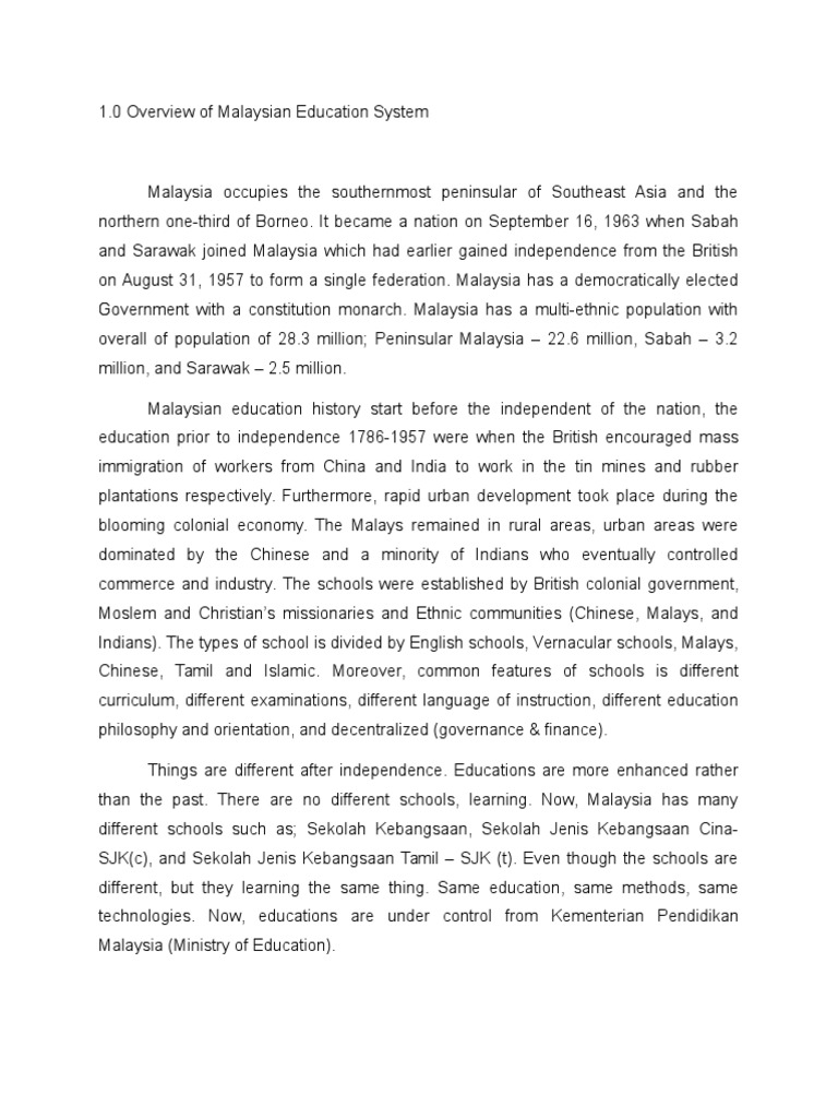 Overview of Malaysia's Education System | PDF | Malaysia | Further ...