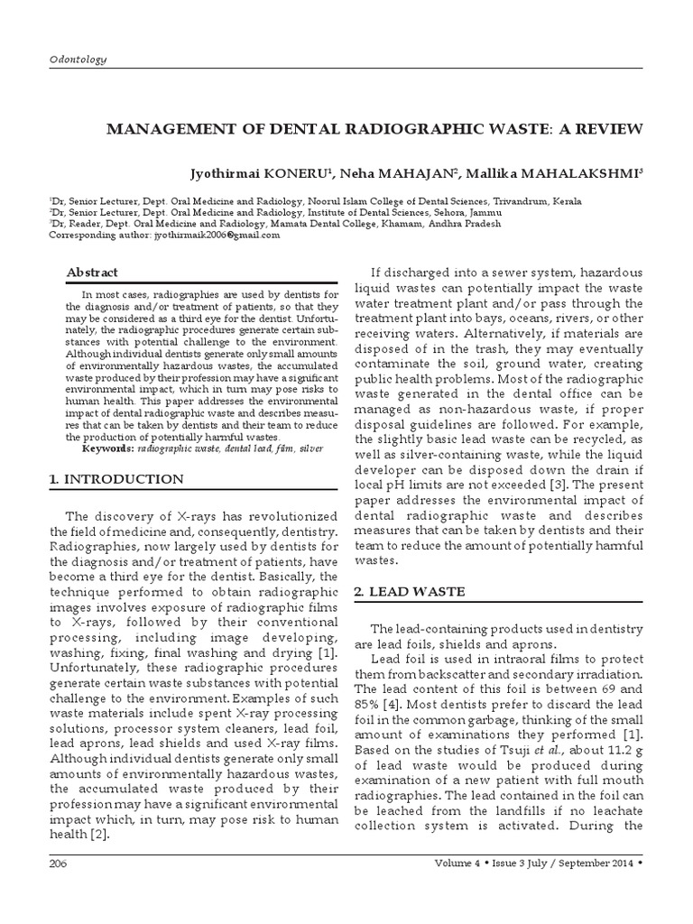 waste management in dentistry Dentistry Waste