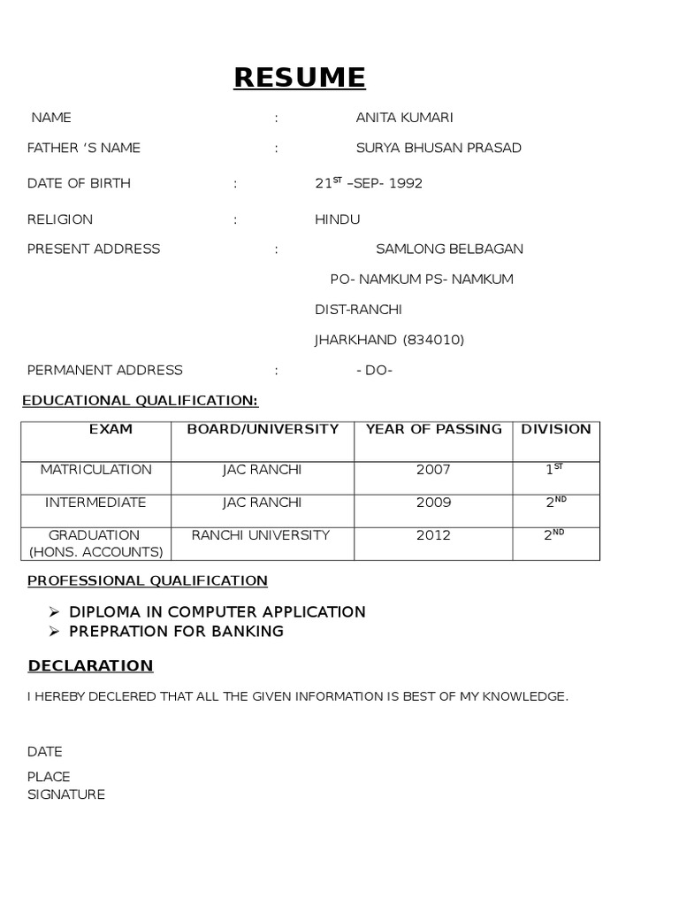 Resume: Diploma in Computer Application Prepration For Banking | PDF | Law