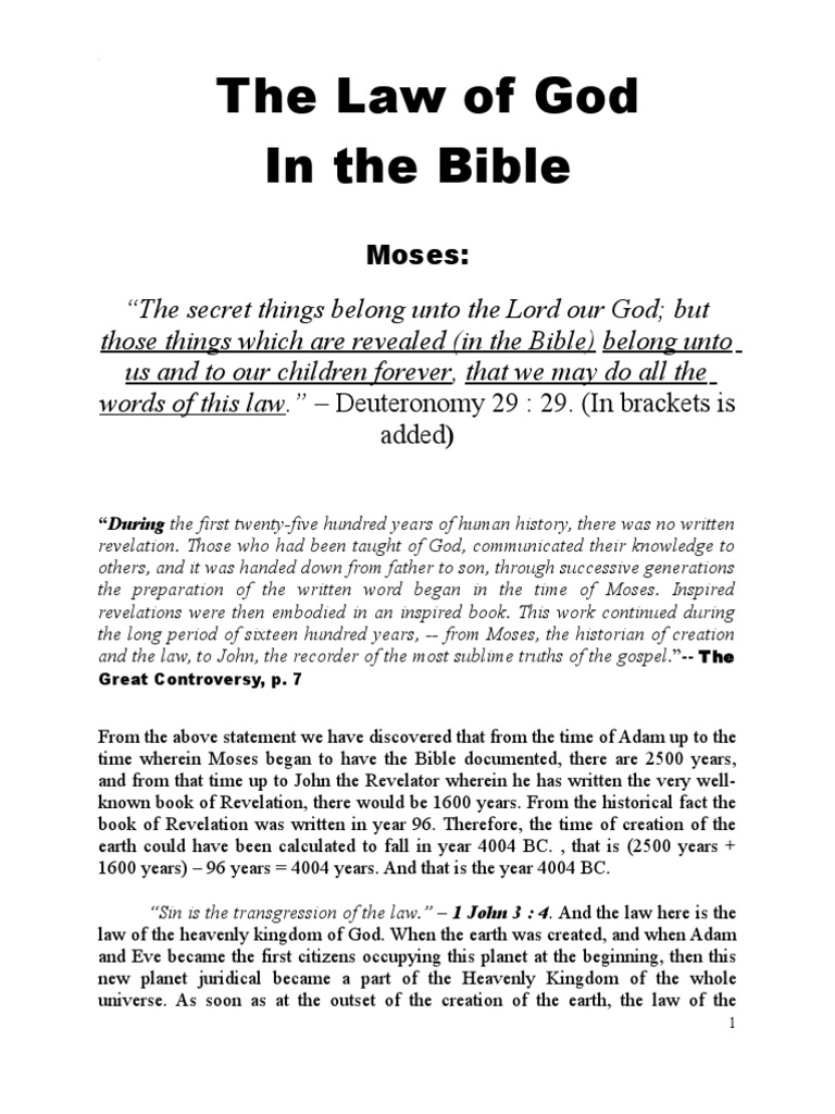 The Law of God in The Bible | PDF | Revelation | Prophet
