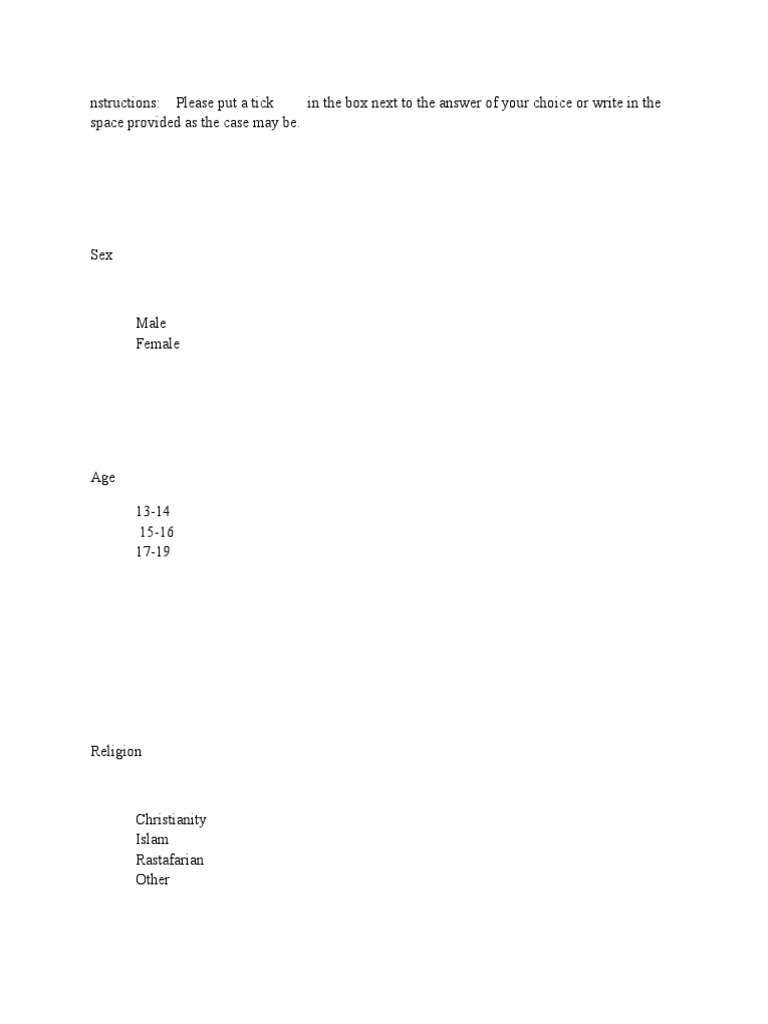 Teen Drug Use Survey Questionnaire | PDF