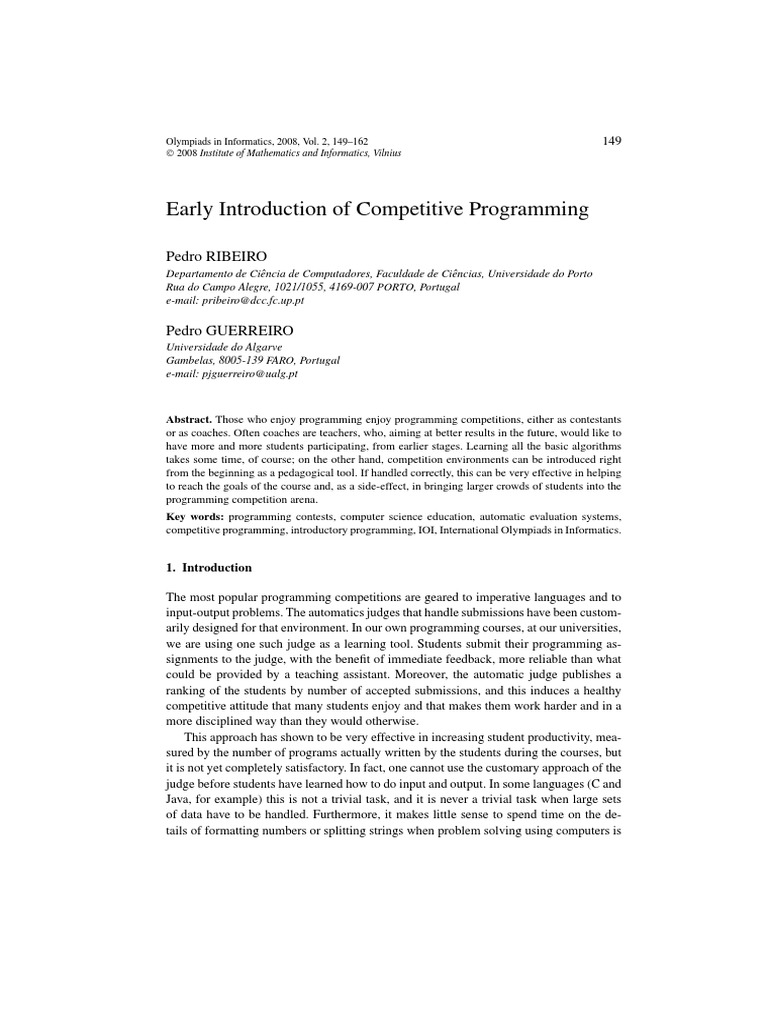 Early Introduction To Competitive Programming | PDF | Parameter ...