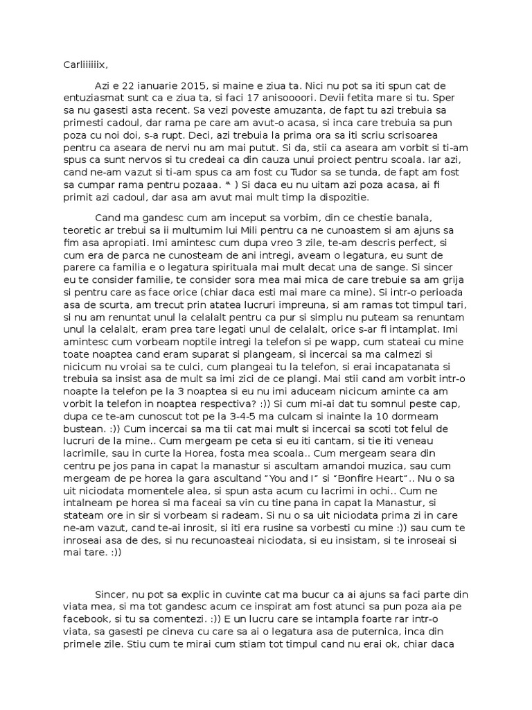 Scrisoare pentru cea mai buna prietena