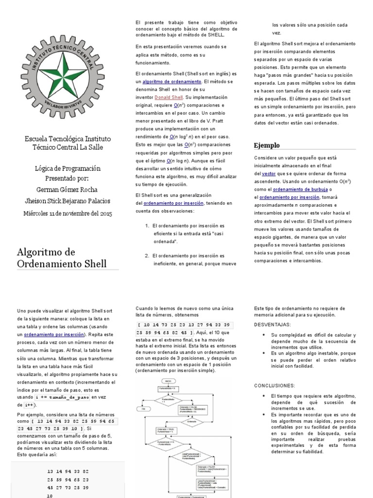 Algoritmo de Ordenamiento Shell | PDF | Algoritmos y Estructuras de ...