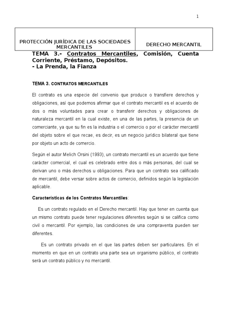TEMA 3. Contratos Mercantiles Fianza Pagos