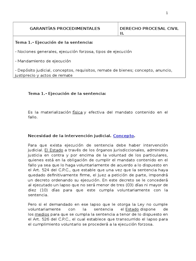 Ejecución de Sentencias en Derecho Civil | PDF | Ley procesal ...