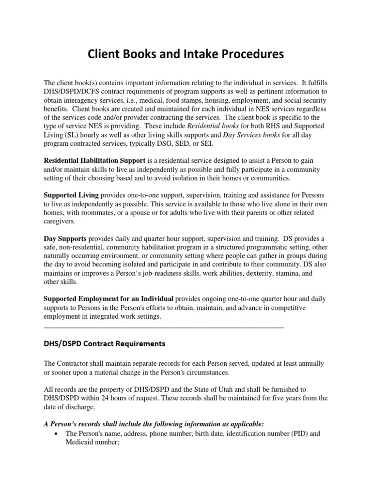 Client Books and Intake Procedures Guide | PDF | Legal Guardian ...