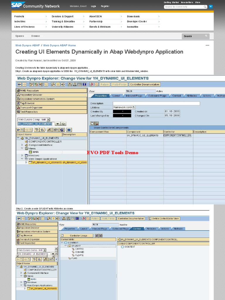 Creating UI Elements Dynamically in Abap Webdynpro Application | PDF ...