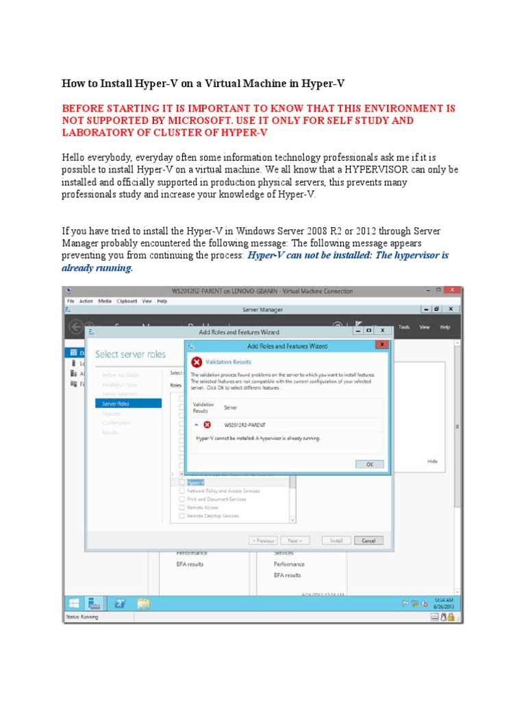 Installing Hyper-V in a Virtual Machine | PDF | Hyper V | Computing ...