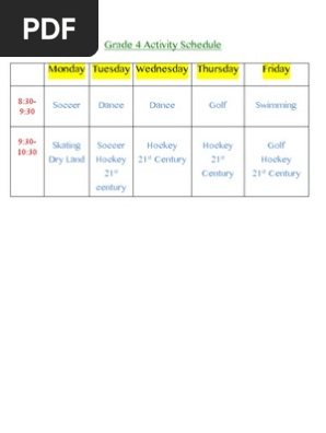 activity schedule