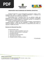 Orientações Para Elaboração Do Memorial Descritivo
