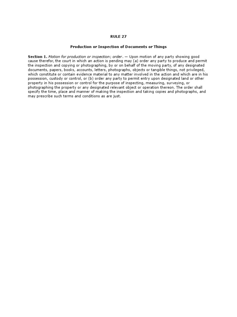 Rule 27: Document Production Guidelines | PDF