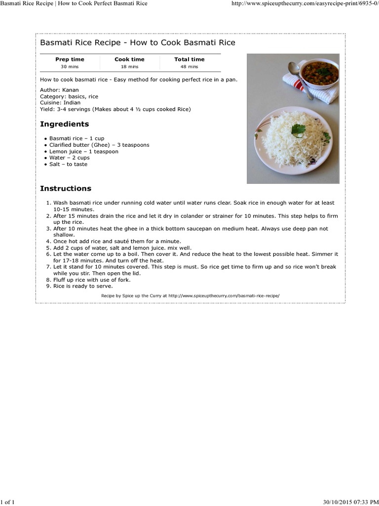 Perfect Basmati Rice Cooking Guide | PDF | Religion & Spirituality