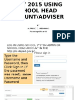 Lecture On Lis Bosy 2015 Using School Head Account or Class Adviser by Alfredo Medrano