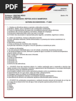 7ano Exercicio Repteis Aves e Mamiferos