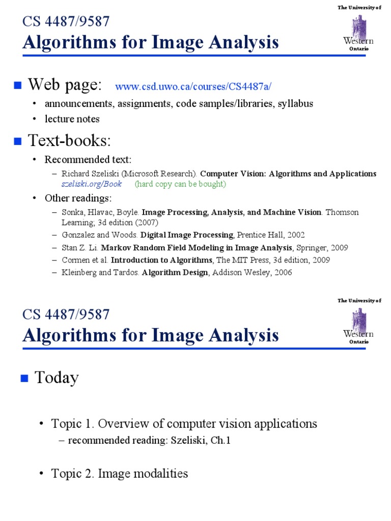 Algorithms For Image Analysis: Web Page | PDF | Computer Vision | Image ...