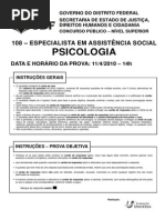 Funiversa 2010 Sejus Df Especialista Em Assistencia Social Psicologia Prova