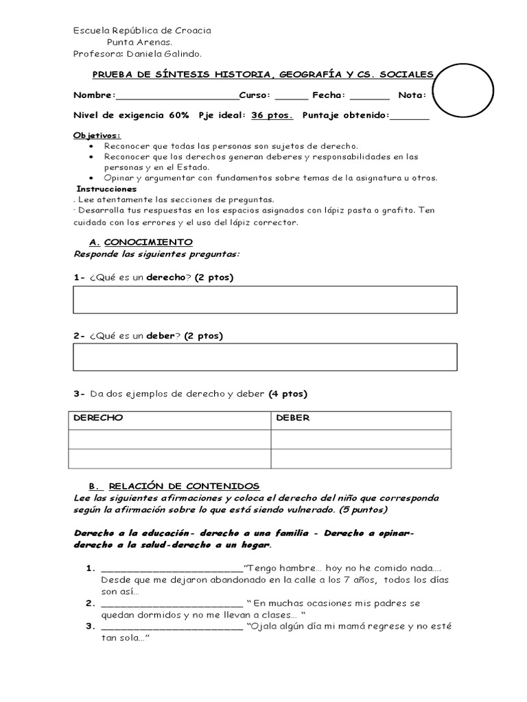 Prueba 5 Derechos y deberes