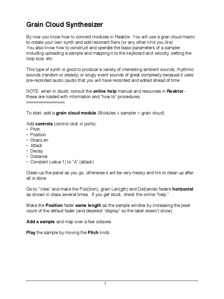 Grain Cloud Guide1 Download Free PDF Synthesizer Signal Processing