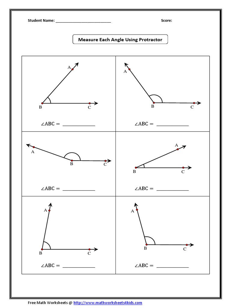 Measure Each Angle Using Protractor | PDF
