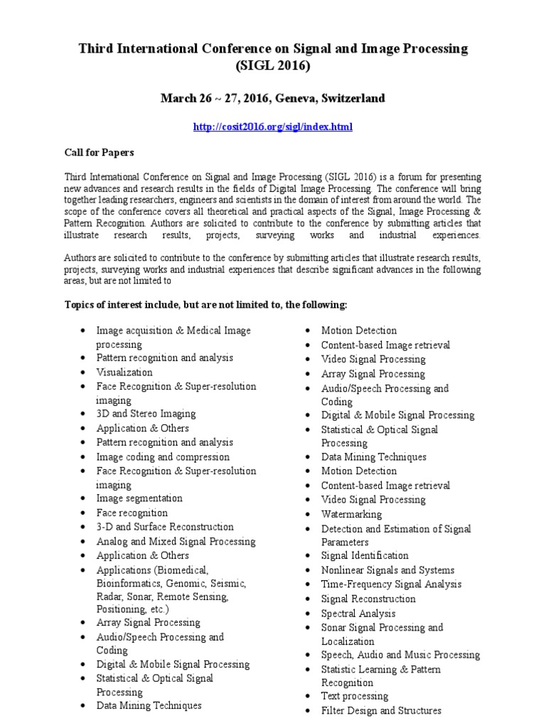 Third International Conference On Signal and Image Processing (SIGL