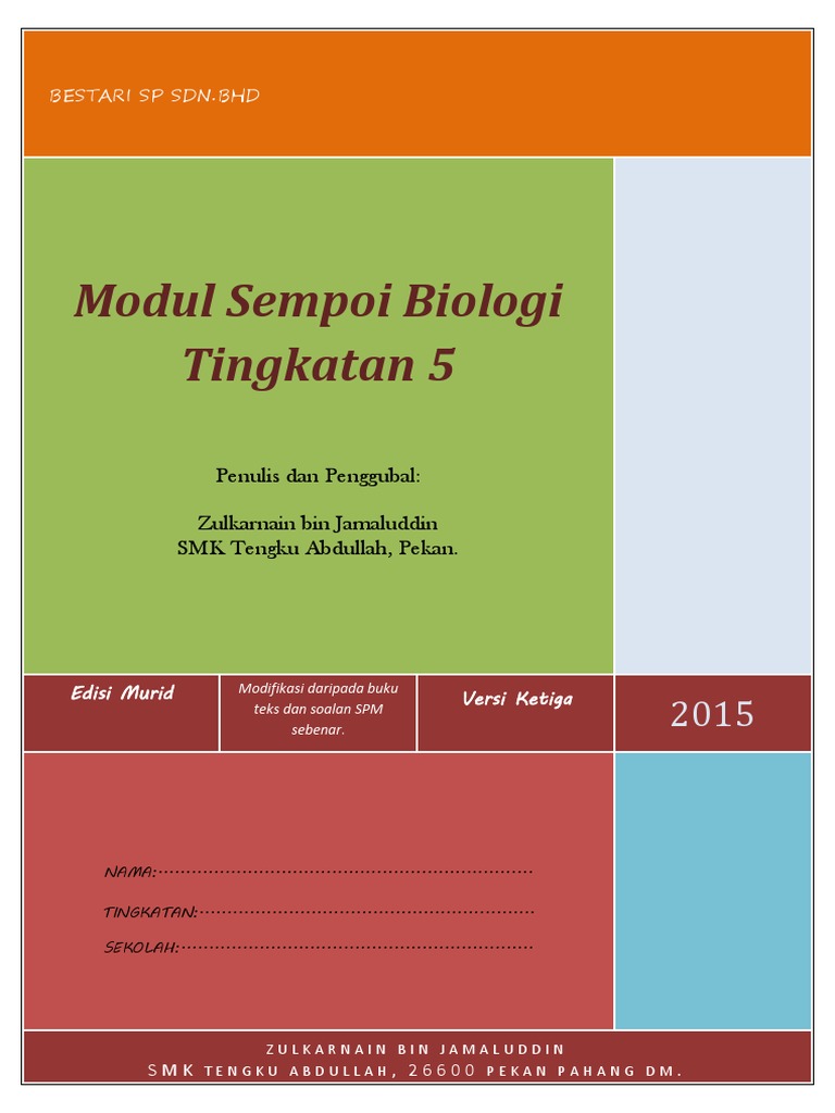 Soalan Peperiksaan Akhir Tahun Biologi Tingkatan 4 