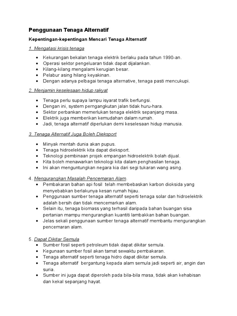 Penggunaan Tenaga Alternatif Pdf