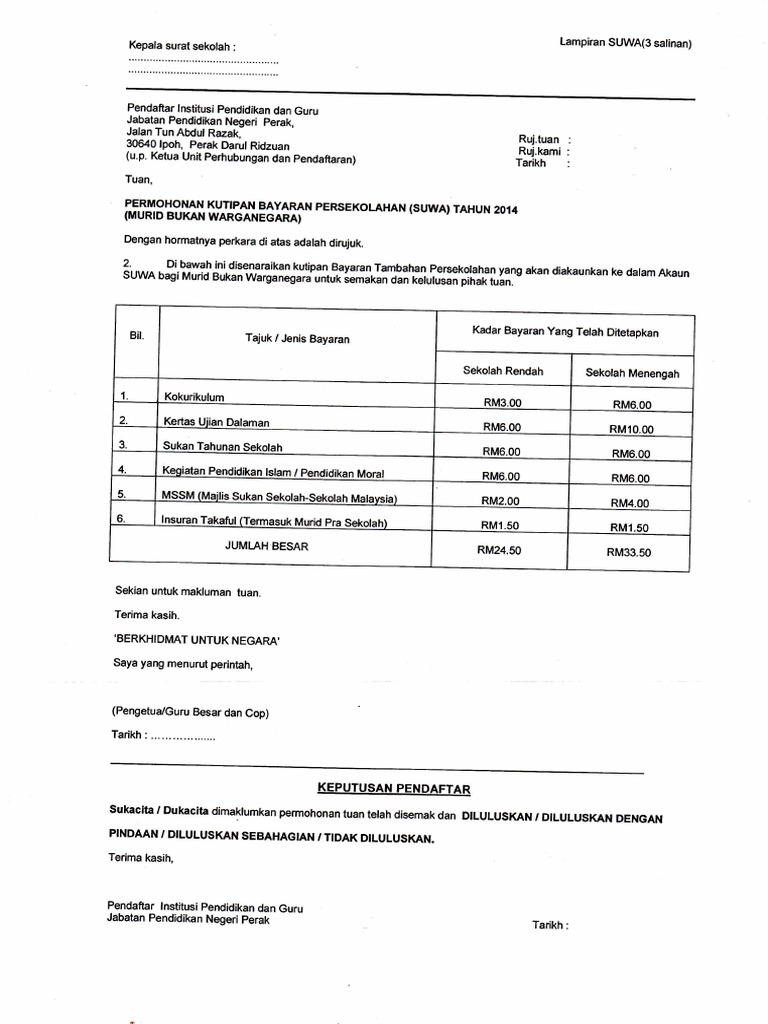 Surat Arahan Bayaran Mssm Bagi Murid Bukan Warganegara Tahun 2019