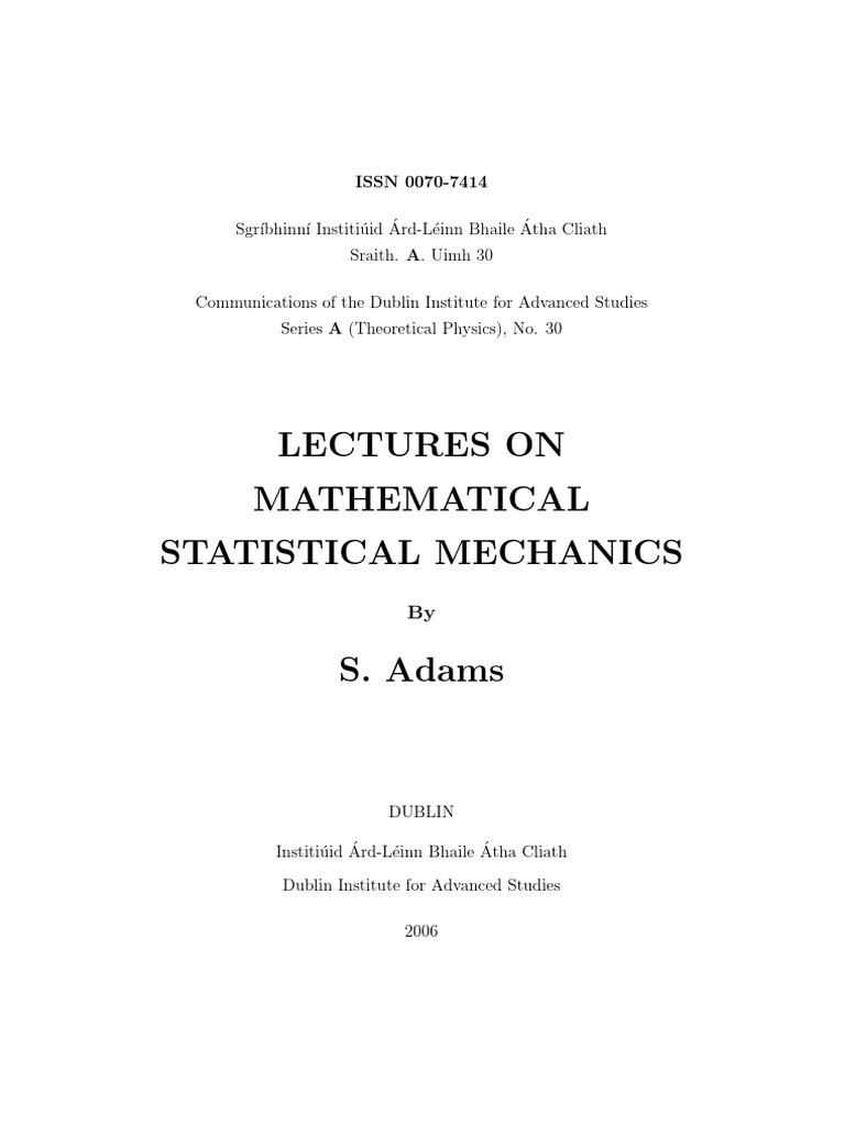 Mathematical Statistical Mechanics | PDF | Statistical Mechanics ...
