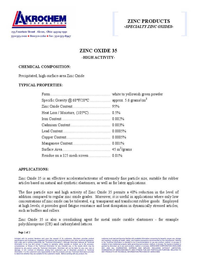 Zinc Oxide 35 Zinc Oxide Zinc Free 30day Trial Scribd