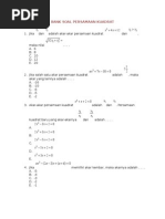 Bank Soal Persamaan Kuadrat